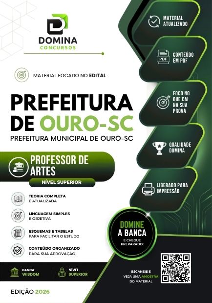 Professor de Artes Ouro SC | Apostila 2026 1 Professor de Artes Ouro SC | Apostila 2026