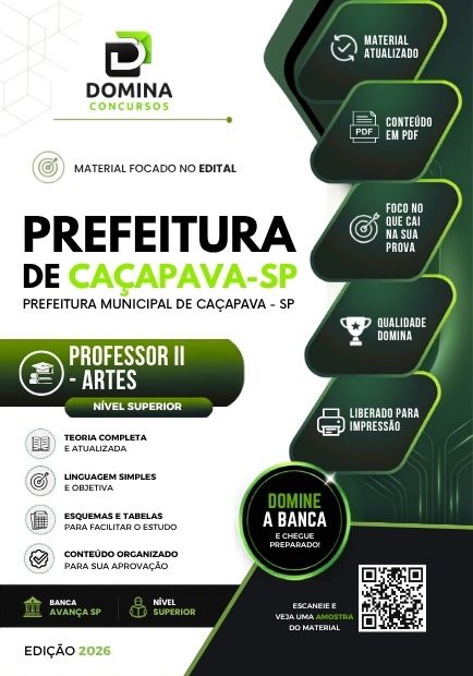 Professor de Artes Prefeitura Caçapava SP | Apostila 2026 1 Professor de Artes Prefeitura Caçapava SP | Apostila 2026
