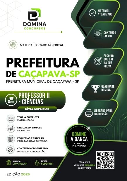 Professor de Ciências Prefeitura Caçapava SP | Apostila 2026 1 Professor de Ciências Prefeitura Caçapava SP | Apostila 2026