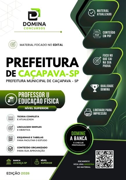 Professor de Educação Física Prefeitura Caçapava SP | Apostila 2026 1 Professor de Educação Física Prefeitura Caçapava SP | Apostila 2026