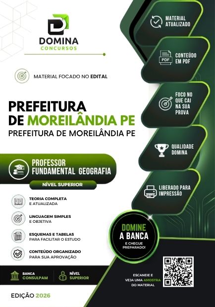 Professor de Geografia Moreilândia PE | Apostila 2026 1 Professor de Geografia Moreilândia PE | Apostila 2026
