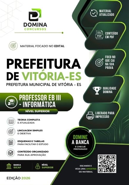 Professor de Informática Vitória ES | Apostila 2026 1 Professor de Informática Vitória ES | Apostila 2026