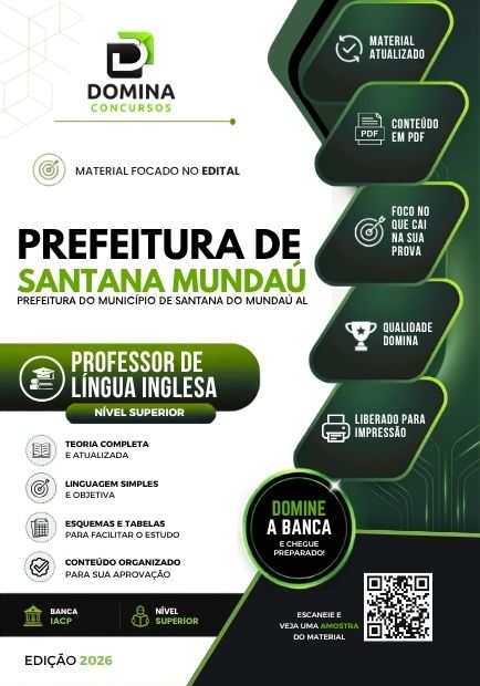 Professor de Inglês Santana do Mundaú AL | Apostila 2026 1 Professor de Inglês Santana do Mundaú AL | Apostila 2026