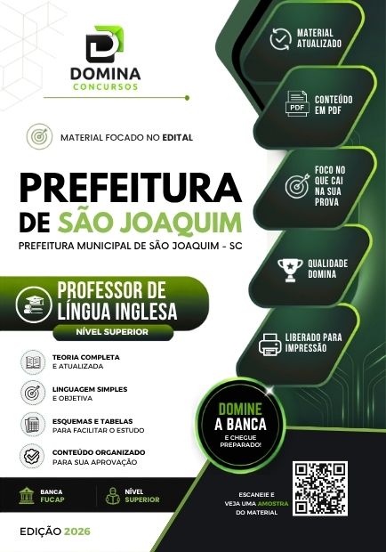 Professor de Língua Inglesa São Joaquim SC | Apostila 2026 1 Professor de Língua Inglesa São Joaquim SC | Apostila 2026