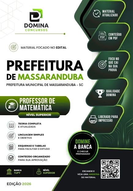 Professor de Matemática Massaranduba SC | Apostila 2026 1 Professor de Matemática Massaranduba SC | Apostila 2026