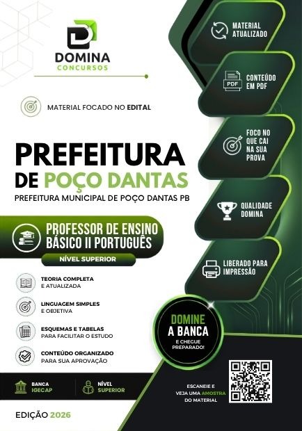 Professor de Português Poço Dantas PB | Apostila 2026 1 Professor de Português Poço Dantas PB | Apostila 2026