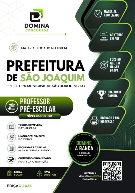 Professor Pré Escolar São Joaquim SC | Apostila 2026 1 Professor Pré Escolar São Joaquim SC | Apostila 2026