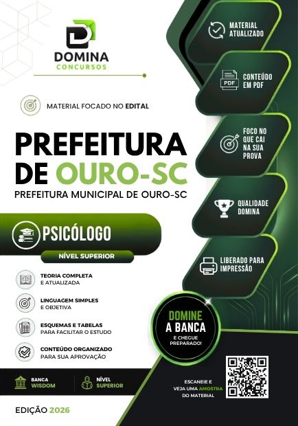 Psicólogo Ouro SC | Apostila 2026 1 Psicólogo Ouro SC | Apostila 2026