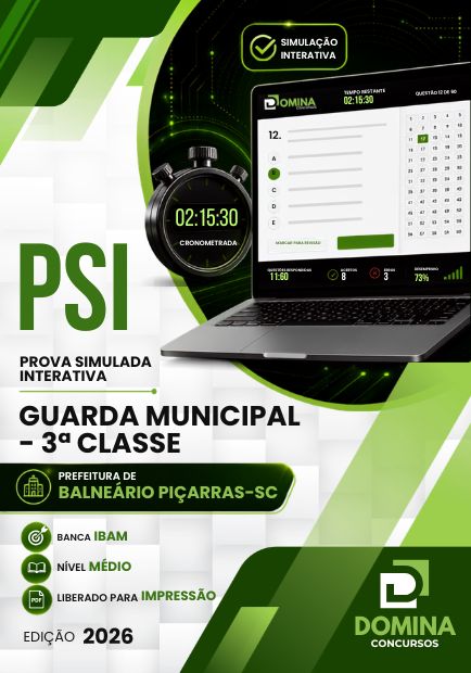 Simulado Interativo Guarda Municipal Balneário Piçarras SC | Apostila 2026 1 Simulado Interativo Guarda Municipal Balneário Piçarras SC | Apostila 2026