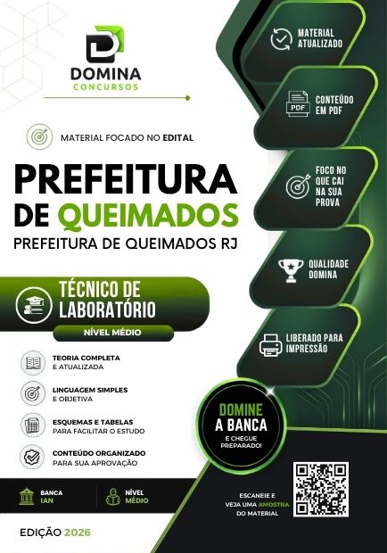 Técnico de Laboratório Queimados RJ | Apostila 2026 1 Técnico de Laboratório Queimados RJ | Apostila 2026