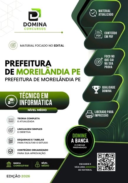 Técnico em Informática Moreilândia PE | Apostila 2026 1 Técnico em Informática Moreilândia PE | Apostila 2026