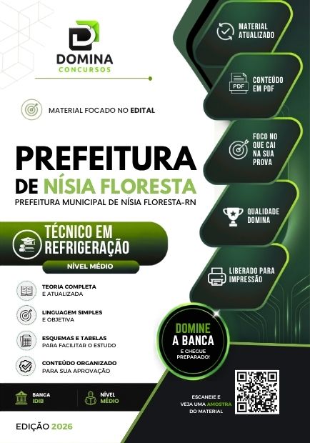 Técnico em Refrigeração Nísia Floresta RN | Apostila 2026 1 Técnico em Refrigeração Nísia Floresta RN | Apostila 2026