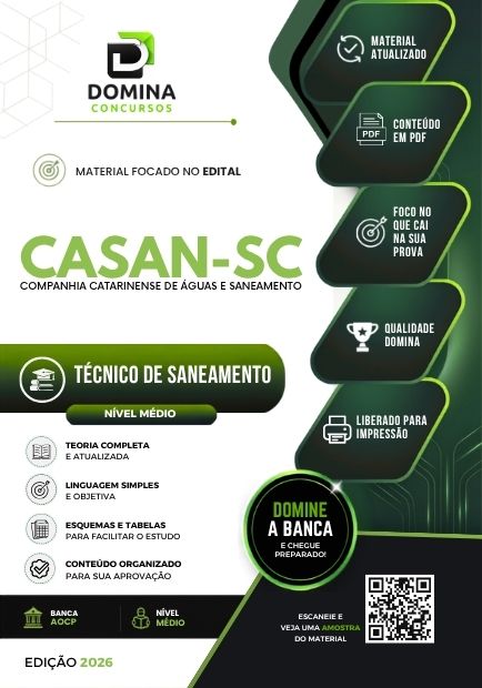 Técnico em Saneamento CASAN SC | Apostila 2026 1 Técnico em Saneamento CASAN SC | Apostila 2026