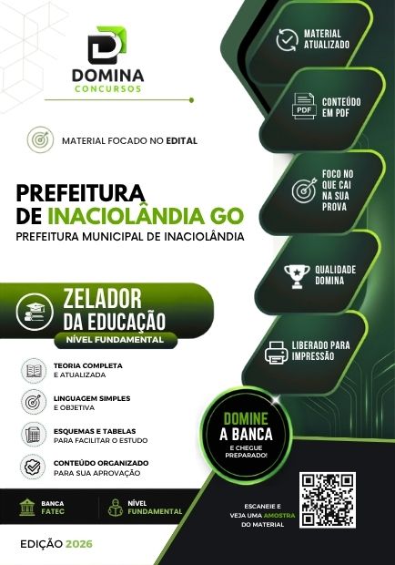 Zelador da Educação Inaciolândia GO | Apostila 2026 1 Zelador da Educação Inaciolândia GO | Apostila 2026